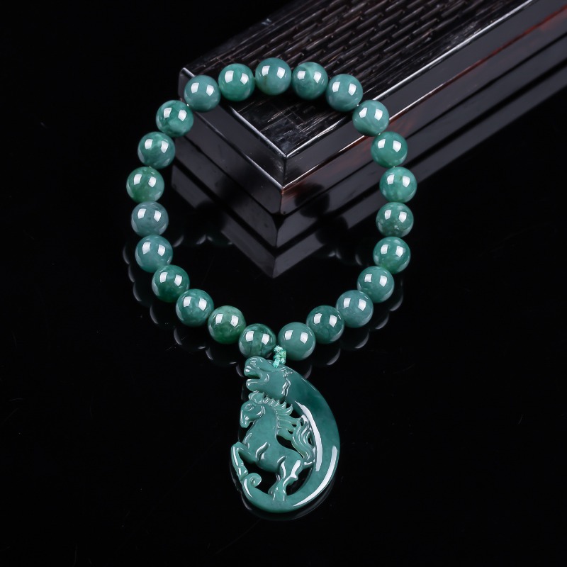 Jewelry & Watches Sp Zo O - Natural Jadeite Blue Water Zodiac Horse