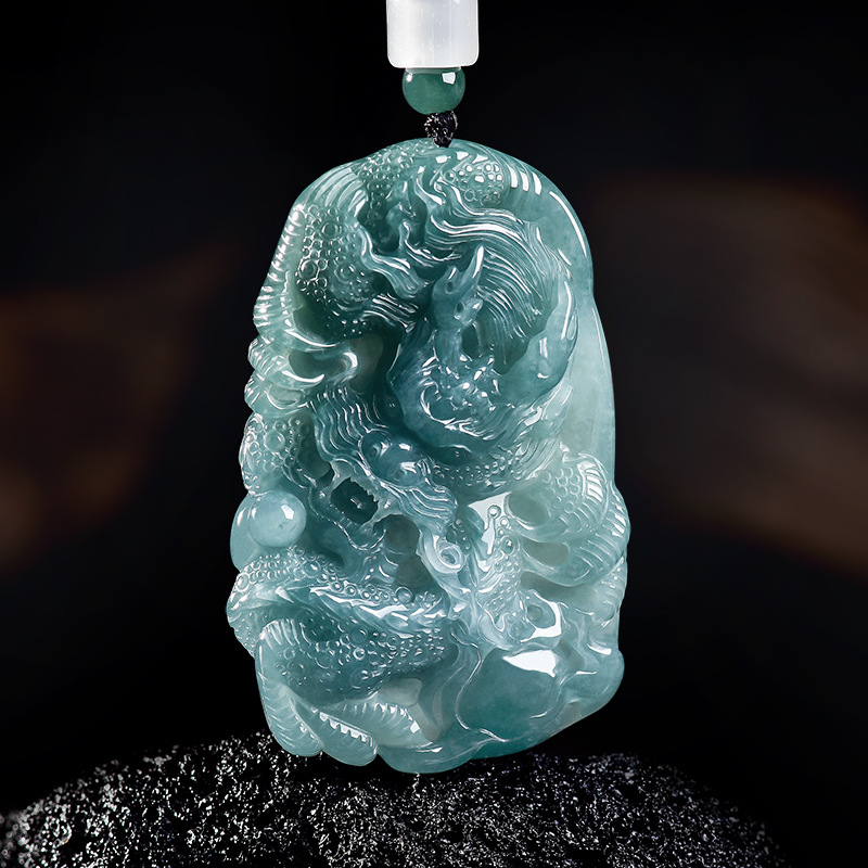 Jewelry & Watches Sp Zo O - Natural Burmese Jadeite Dragon Pendant Necklace