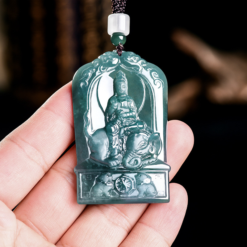 Jewelry & Watches Sp Zo O - Natural Burmese Jadeite Guanyin Pendant Necklace