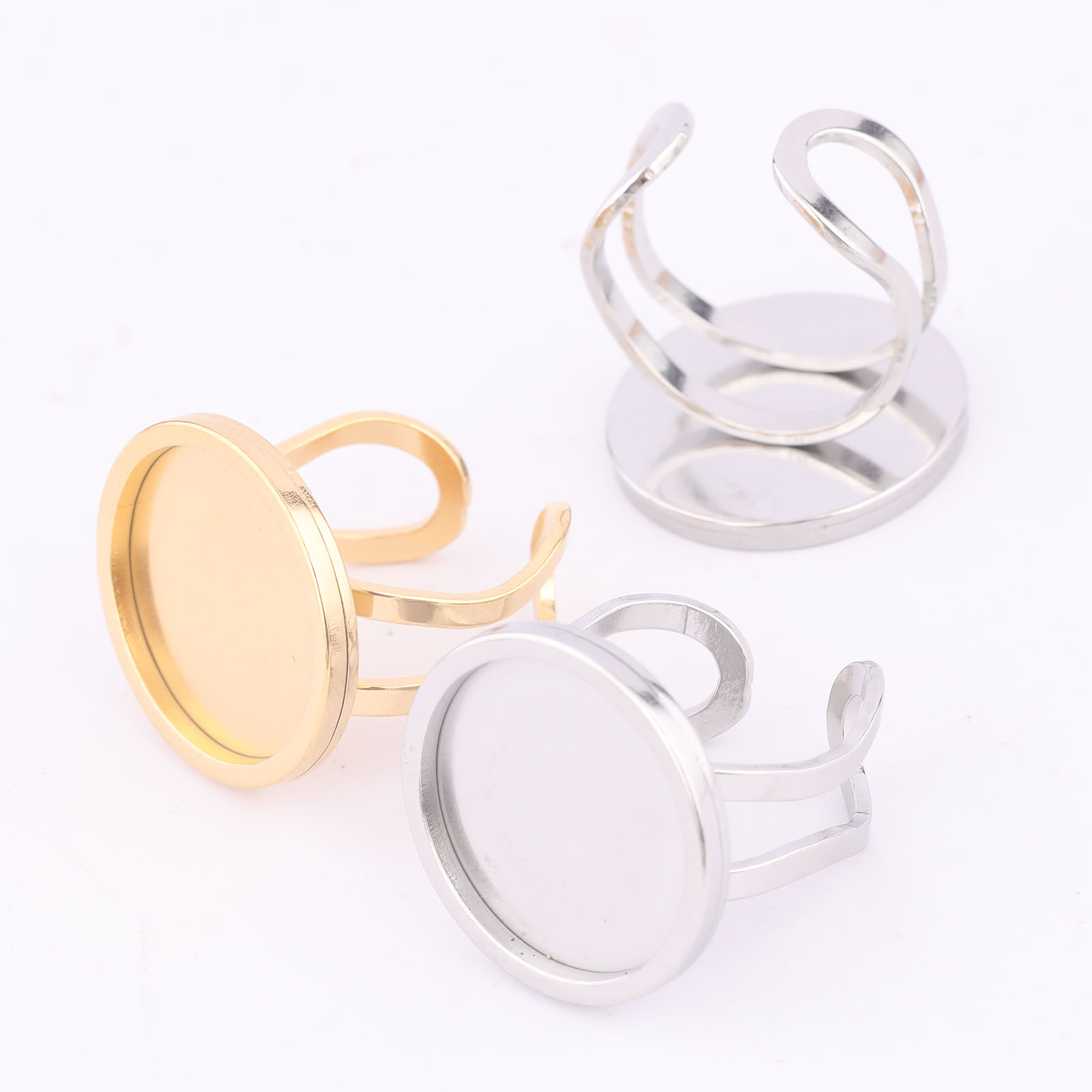 Gold Plated Ring - 5pcs 18mm Round Cabochon Ring Bezel