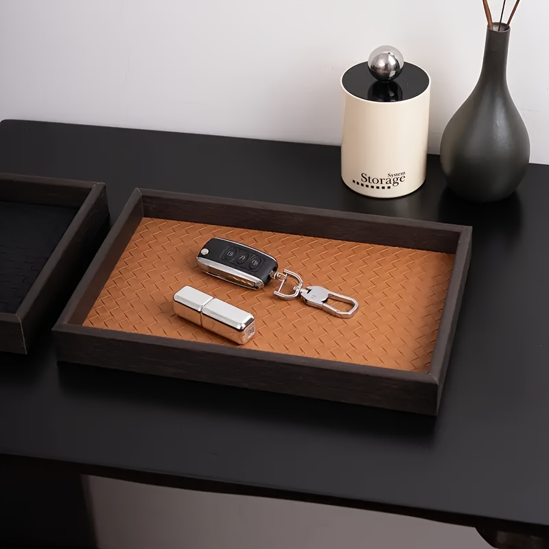 1pc Woven Texture Faux Leather - Watches Jewelry Holder ulasan dan harga