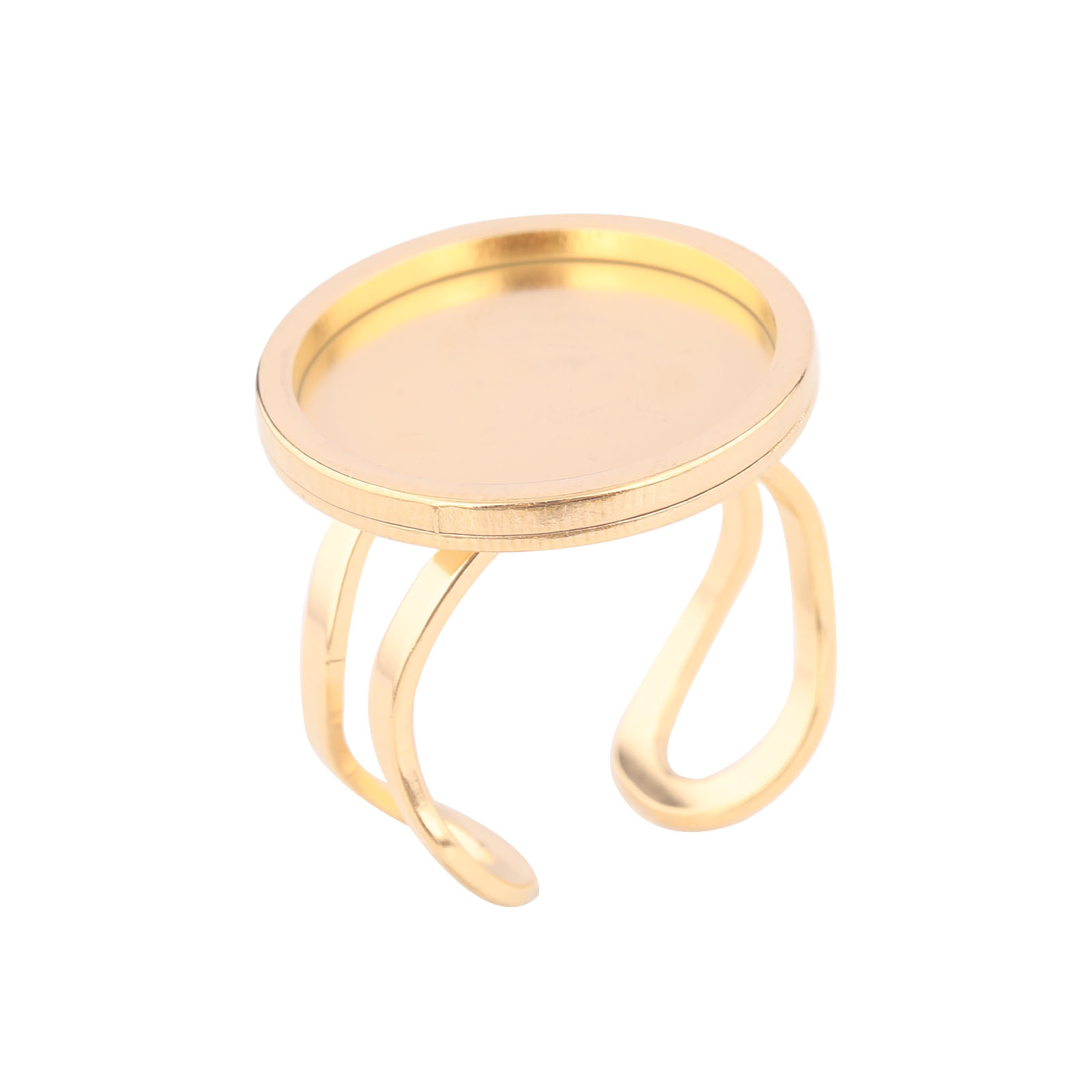 5pcs 18mm Round Cabochon Ring  - Gold Plated Ring ulasan dan harga