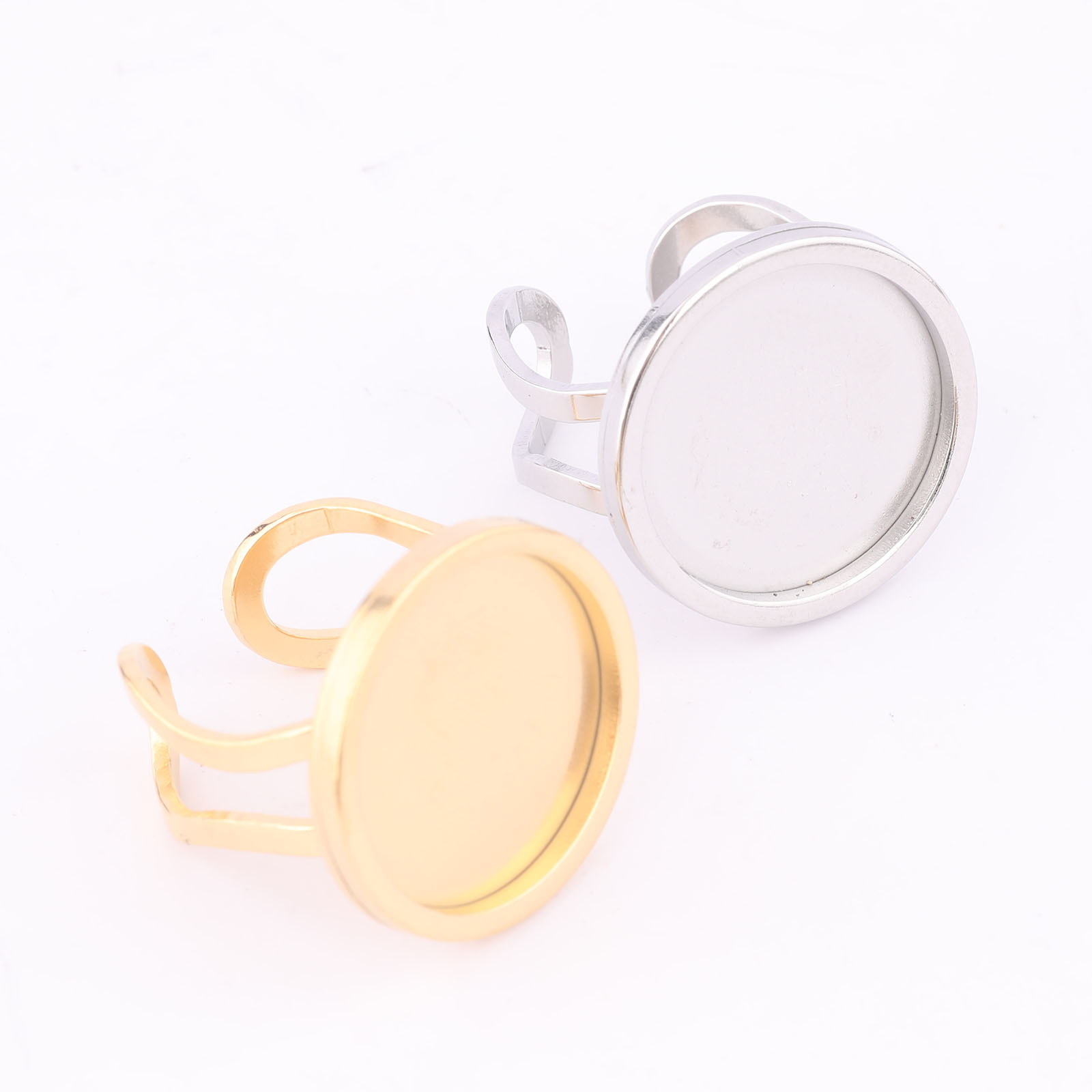 5pcs 18mm Round Cabochon Ring  - Gold Plated Ring ulasan dan harga